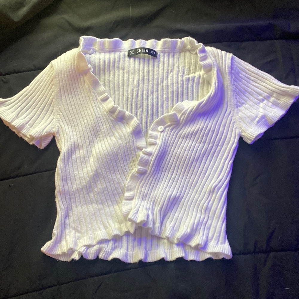 white knit crop cardigan